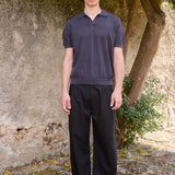 James Open Knit Polo, Grey