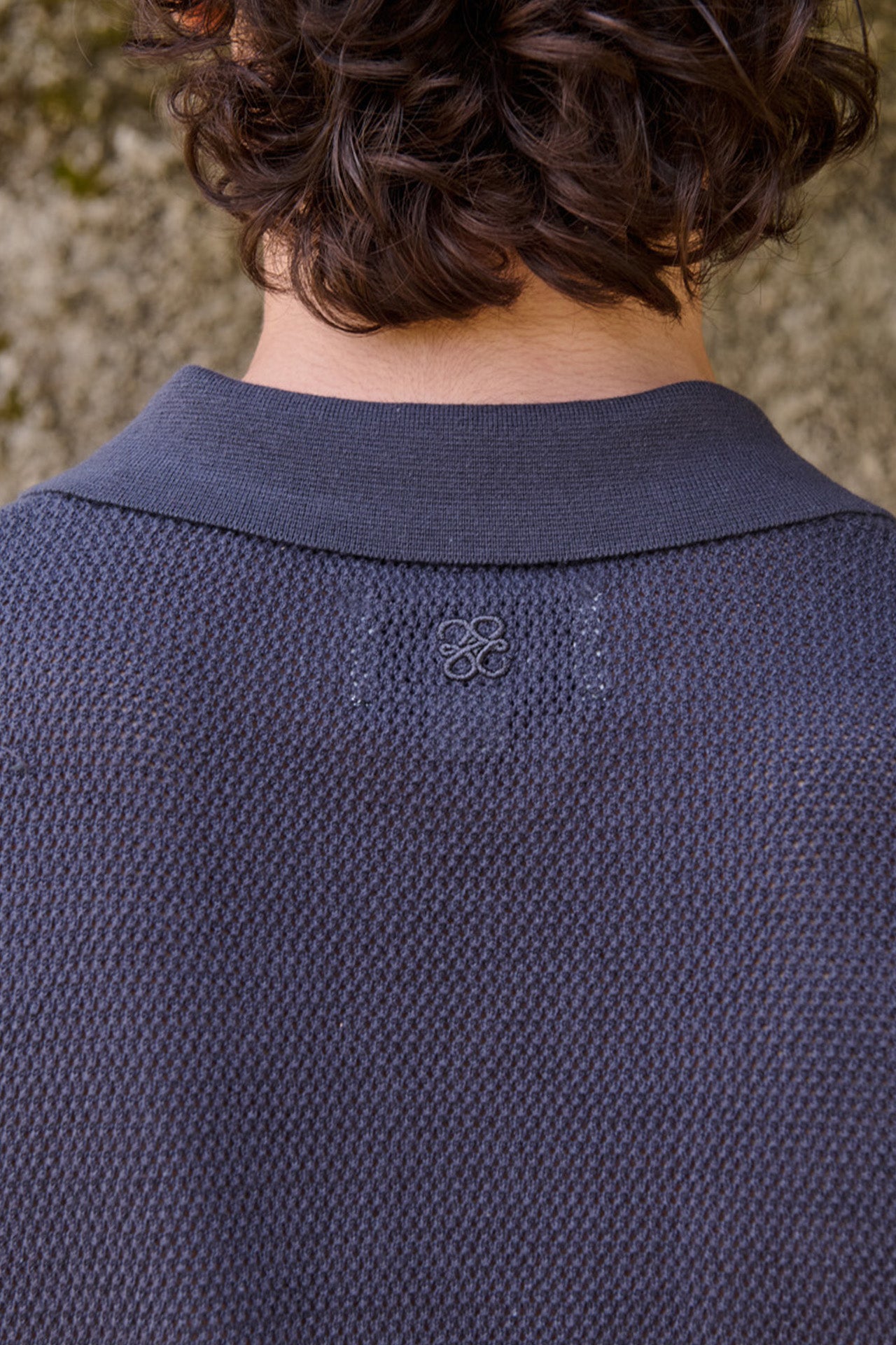 James Open Knit Polo, Grey – 33mm