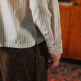 Nika Cotton Shirt, Beige Stripe