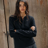 Ezra Ribbed Henley, Black