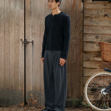 Ezra Ribbed Henley, Black