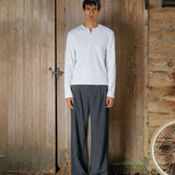 Ezra Ribbed Henley, White