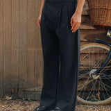 Gerard Pinstripe Trousers, Black