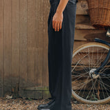 Gerard Pinstripe Trousers, Black
