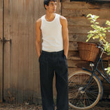 Gerard Pinstripe Trousers, Black