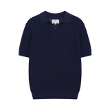 James Open Knit Polo, Navy