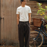 Lowen Wool Blend Trouser, Dark Brown