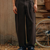 Lowen Wool Blend Trouser, Dark Brown