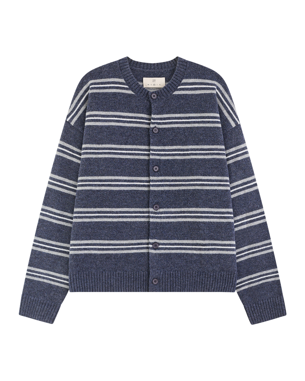 Noah Striped Cardigan | Blue/Grey - 33mm Noah Striped Cardigan | Blue/Grey - 33mm