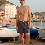 Teo Cotton Shorts, Navy Check
